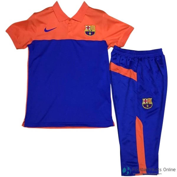 Barcelona Polo Set Komplett 2017-18 Orange Blau Fussballtrikots Günstig